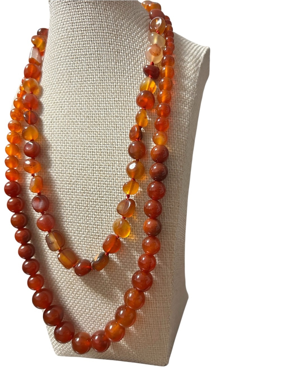 Carnelian Bead Necklace - Warm Orange Multi-Strand
